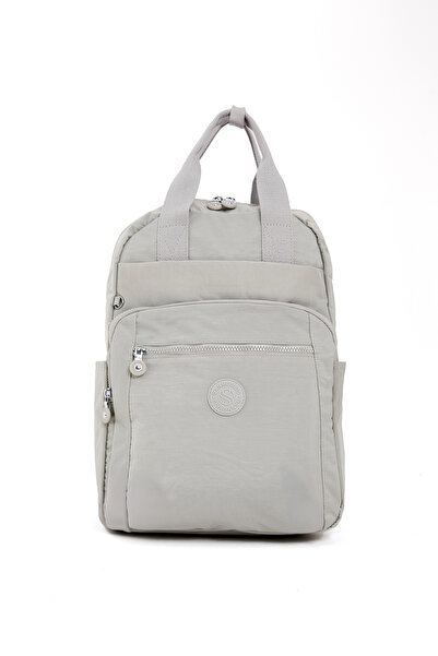 Çanta Trend Sanmorris Unisex Water Resistant Medium Size Crinkle Multi-Compartment Mink Laptop School Travel Backpack