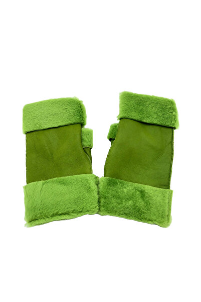 makü İçi Kürklü Parmaksız Kadın Deri Eldiven