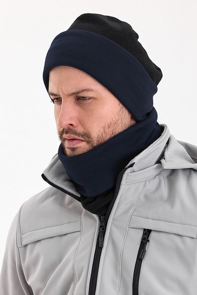 Butikgiz Hünkar Sytle, Double Color Double Layer Foldable Soft Men's Beanie Neck Collar Suit