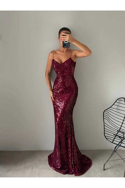 MODA TARZIM Trend Velvet Fish Dress