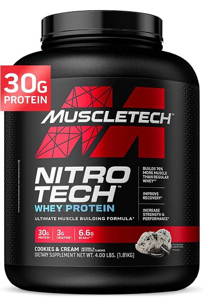 MUSCLETECH بروتين مصل اللبن نيترو تيك، كوكيز وكريمة، 4 رطل