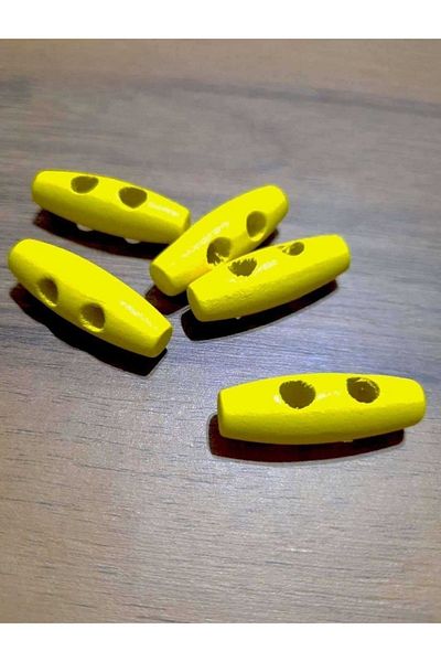 İMREN AKSESUAR Wood, Wooden Yellow Button 3 Cm 1 Pack 10 Pieces