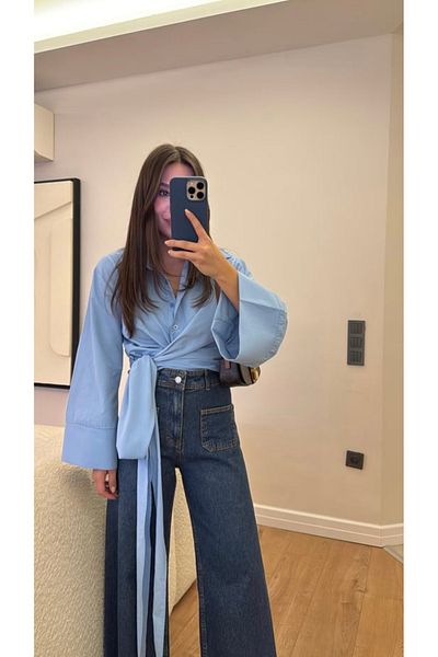 Liya Tie-Up Shirt with Large Sleeves