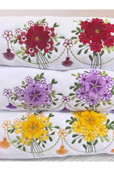 Peacock 3D Embroidered, 100% Cotton Hand & Face Towel 50 X 90