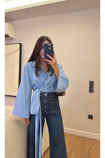 Liya Tie-Up Shirt with Large Sleeves