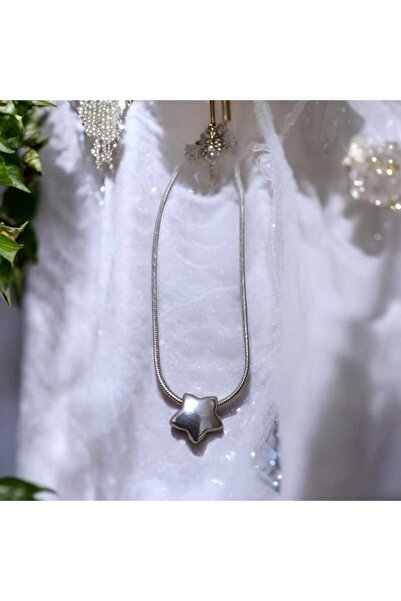 feyza collection Minimal Bombeli Yıldız Karamaz Çelik Kolye