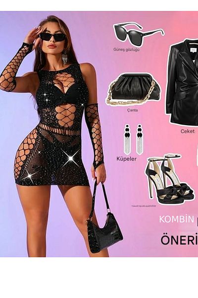 BUSEMSHE Mini rochie Fluture Piatra Neagra - Femei cu Manusi Cadou