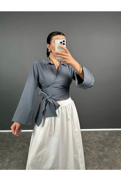 Liya Tie-Up Shirt with Large Sleeves