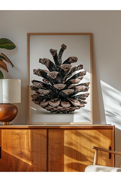 Postifull Rustic Çerçevesiz Poster, İskandinav Kahverengi Tablo, NO:402 Kozalak Fotoğraf, Yatay