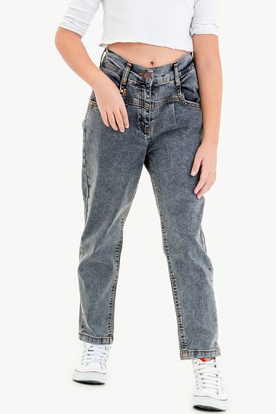 GİYİCEM TEKSTİL Girl's Corsage Pleated Jeans 2144