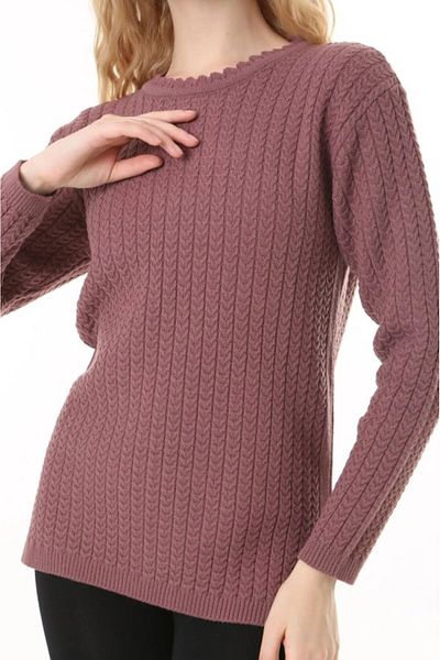 Fresh&Moda Women's Hair Knitted Mother Knitwear Winter Wool Sweater