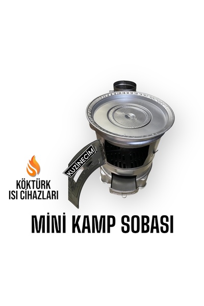 KUZİNECİM Mini Kamp Sobası Taşınabilir İçi Izgaralı Soba Borusu Uyumlu