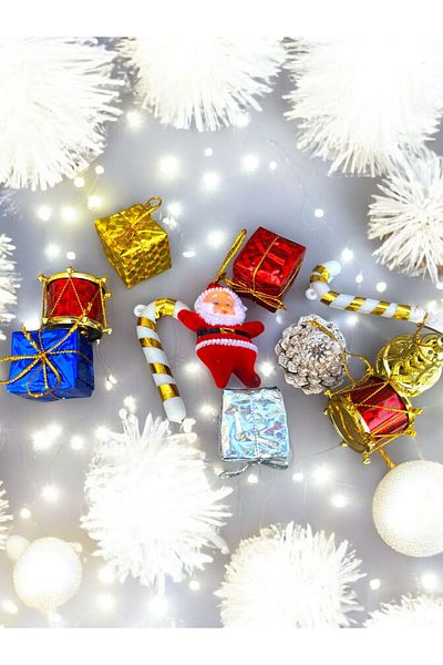 Yenigeldi Christmas Ornaments Set, Red Gold Ornament Set, Decorative Drum Santa Claus and Gift Package T-70