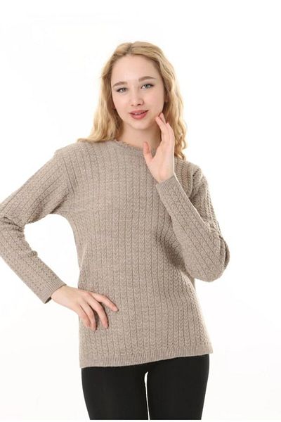 Fresh&Moda Women's Hair Knitted Mother Knitwear Winter Wool Sweater