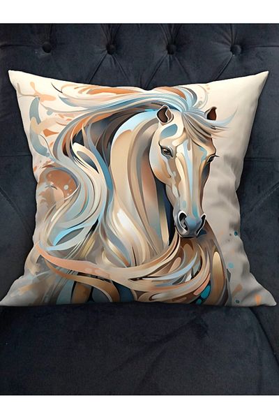 Ardizayn Horse, Horse Pattern Velvet Fabric Κάλυμμα μαξιλαριού ριχτάρι 2 τεμαχίων - Εκτύπωση διπλής όψης