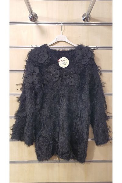 Park Moda PULOVER ITALIAN PĂPUȘIT CU DETALII DE DANTELĂ DE FLORI