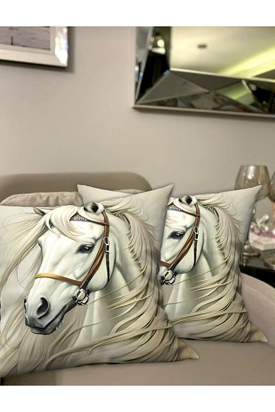 Ardizayn Horse, Horse Pattern Velvet Fabric Κάλυμμα μαξιλαριού ριχτάρι 2 τεμαχίων - Εκτύπωση διπλής όψης
