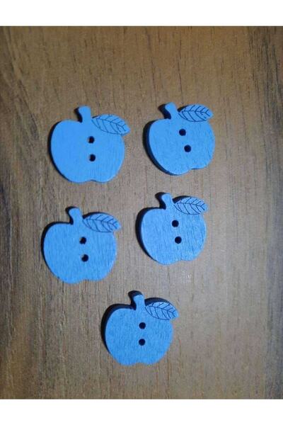 İMREN AKSESUAR أزرار خشبية باللون الأزرق التفاحي - 2 سم، عبوة واحدة 10 قطع