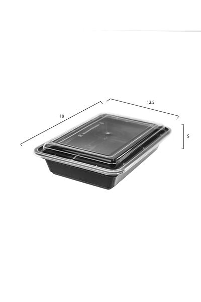 HIC 12-Piece Rectangular Disposable Food Container With Lid Black 18x12.5x3cm