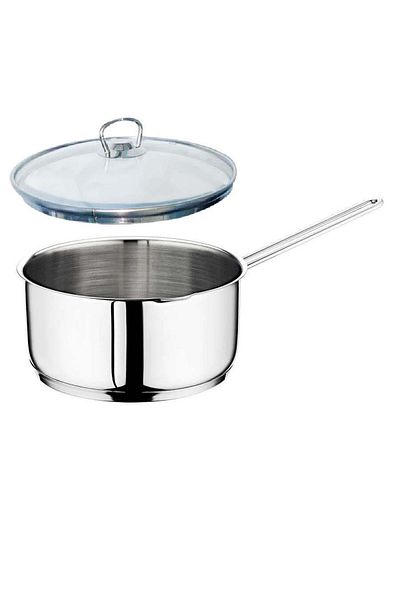 OMS Steel Caçerola 20 cm Milk Jug/Dish Bowl with Glass Lid