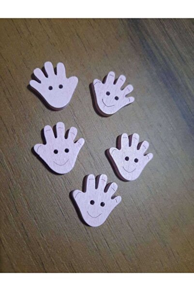 İMREN AKSESUAR Κουμπί ροζ σανίδας με φιγούρα χεριού 1,5 εκ. - Δύο τρύπες, 1 συσκευασία 8 τεμαχίων