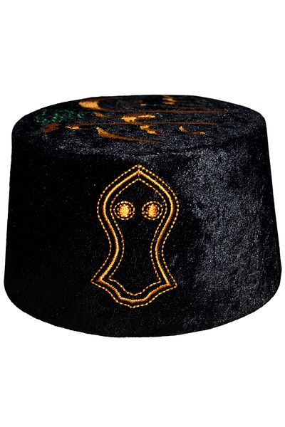 şahinbak Black Skullcap - Fes, Iman, Yellow and Beanie Cap Model (T113)
