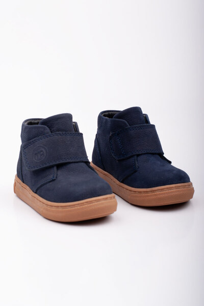 Süperland Bebek Ilk Adım Ortopedik Tek Cırtlı Hakiki Deri Lacivert Renk Süet Bot & Bootie