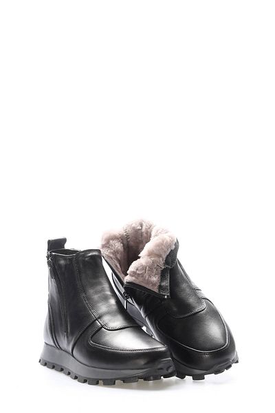 Ayakkabıhane Genuine Leather Black Men's Sports Boots with Fur Inside and Outside Ah 0815411711817