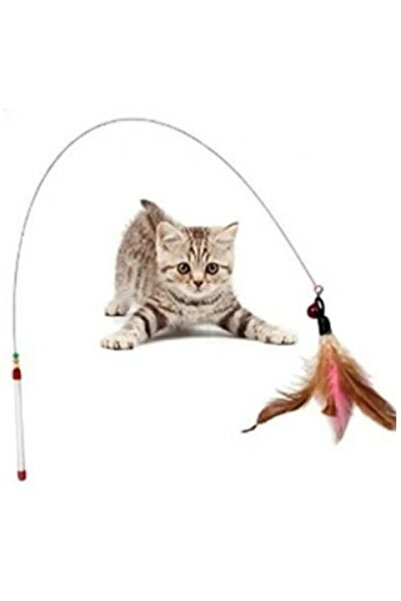Seram Collection Kedi Oyun Oltası 90 Cm Renkli Tüylü Kedi Oyuncağı