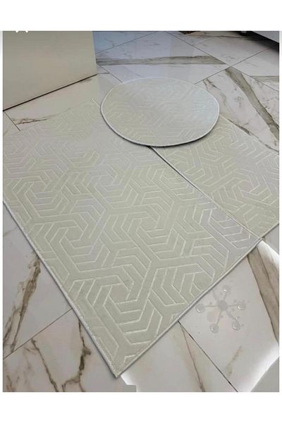 AKSU Di̇narsu Harmony Lux Embos Washable Bathroom Rug - Modern 100X60 40X60 60X60 Round Bath Mat