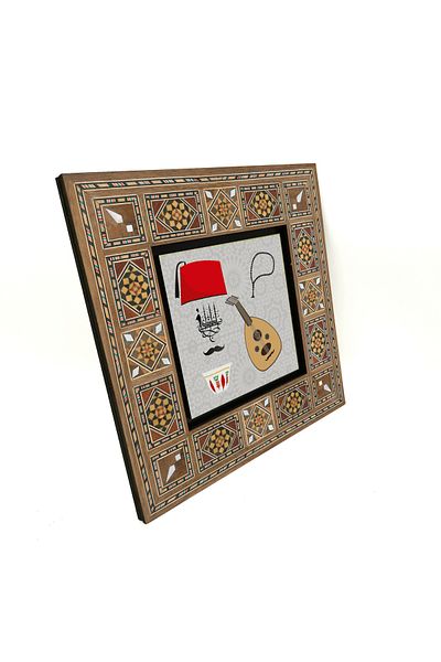Sadrazam Istanbul Turkey Symbols Printed Mdf Table 20X20 Krt-60