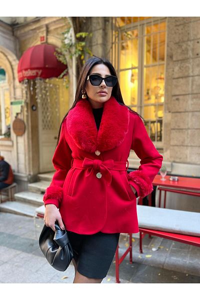 Göker Life Neckline and Sleeve Detailed Cashew Jacket