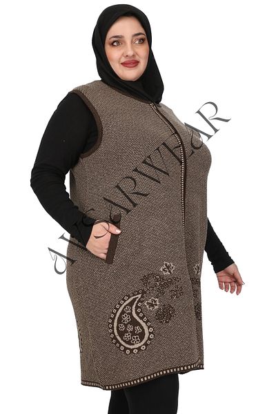 AVSARWEAR Ethnic Patterned Plus Size Mother Vest with Pockets Avsarwear