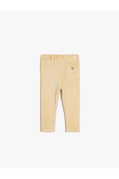Koton Velvet Corduroy Leggings - Elastic Waist and Pocket Detail