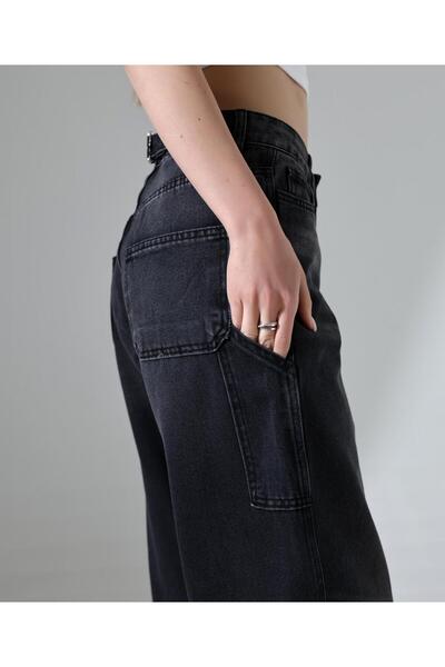 DENİKK Trend Belt Buckle Adjustable Waist Baggy Jeans Denim Pants Denim Pants