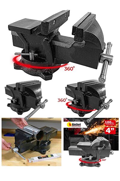 PROXTECH Siyah Büyük Boy 100 Mm 4" 360" Dönerli Taban Dövme Çelik Sabit Tezga...