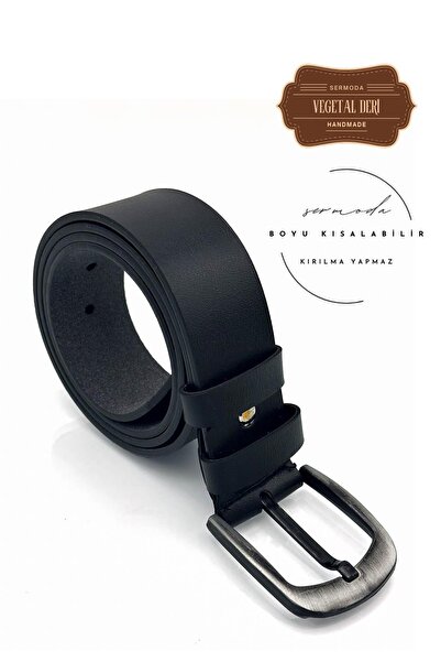 sermoda Ανδρική τζιν ζώνη 44 mm τυπωμένης ποιότητας φυτικό δέρμα Μαύρη