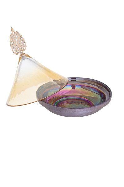 HIC Turkish glass date BOWL with lid 2 pieces purpple color size 12 cm