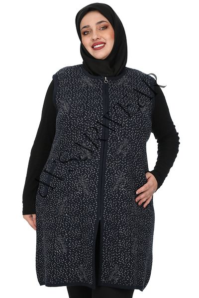AVSARWEAR Plus Size Mother Vest with Dotted Leaf Pattern Pockets Avsarwear