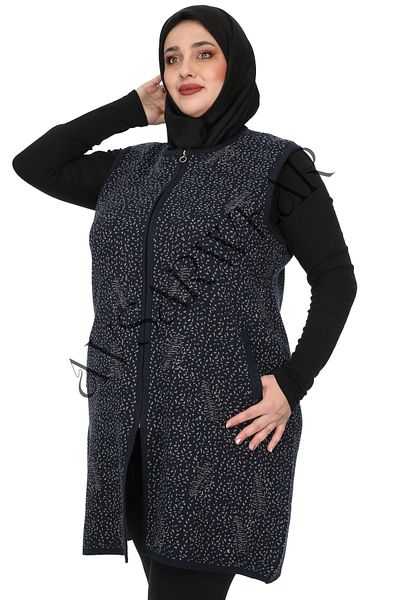 AVSARWEAR Plus Size Mother Vest with Dotted Leaf Pattern Pockets Avsarwear