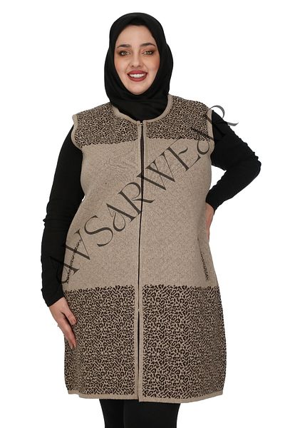 AVSARWEAR سترة كبيرة الحجم بطبعة جلد الفهد - مع جيوب، AVSARWEAR