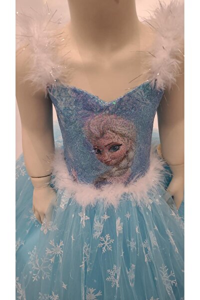 Okay Girl's Glittery Frozen Evening Dress with Tarlan