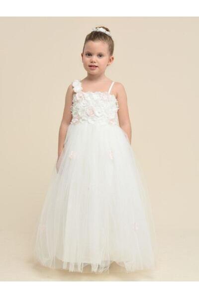 Zekids Girl - Floral Patterned Long Strap Evening Dress