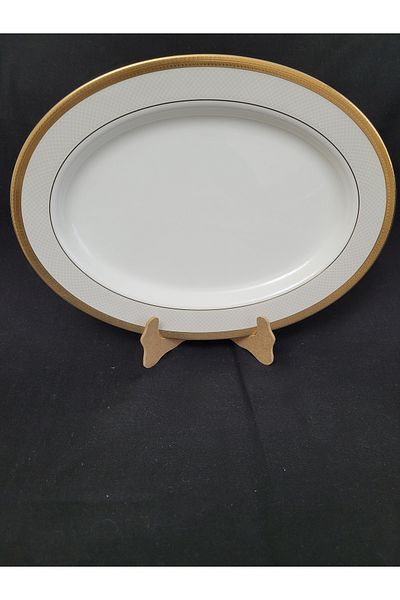 Kütahya Porselen 32X24 cm Boat Plate - Gold Detailed