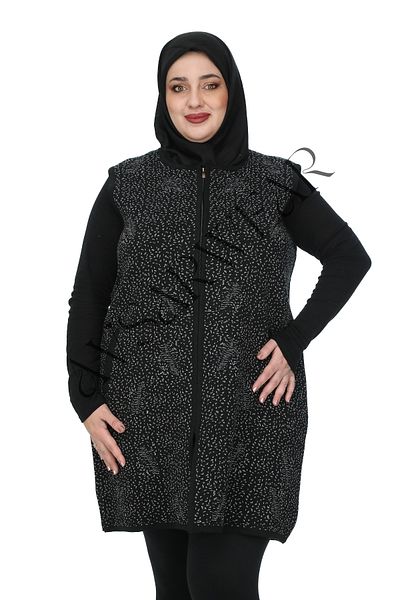 AVSARWEAR Plus Size Mother Vest with Dotted Leaf Pattern Pockets Avsarwear