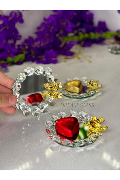 Dream glass 6-Person Bird Detailed Mirrored Turkish Delight Bowl