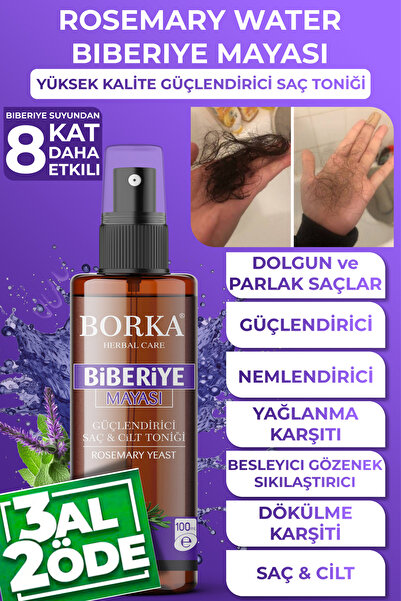 BORKA Biberiye Mayası Suyu ve yağı Premium Kalite Besleyici güçlendirici Saç ...