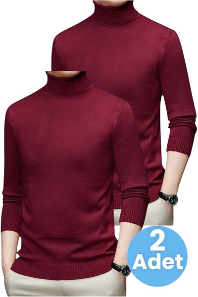 Uniquetrenders 2-Piece Men's Non-Pilling Throat Knitwear Sweater Fisherman Knitwear Sweater