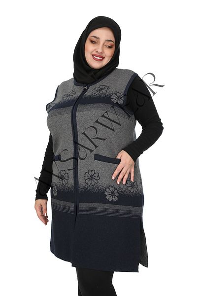 AVSARWEAR Plus Size Pocketed Rose Pattern Vest - Avsarwear