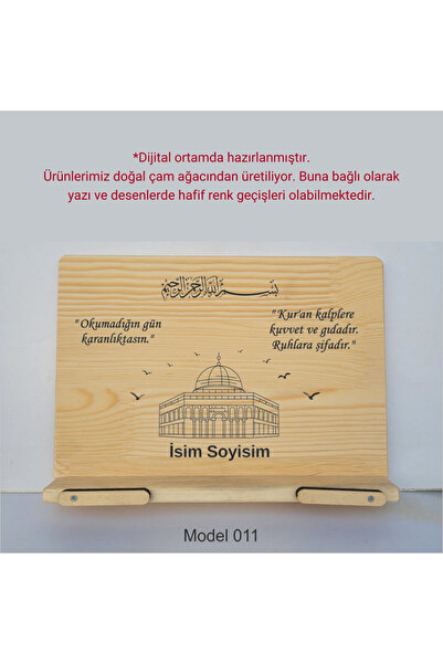 münzevi İsme Özel Masaüstü Rahle/ Kitap Tutucu - Mescid-i Aksa Model 011